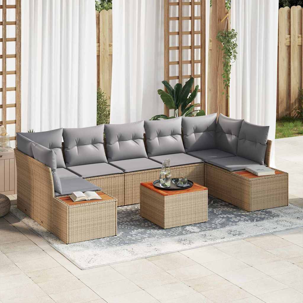 Set Divano da Giardino 8 pz Beige Poly Rattan | homemem39