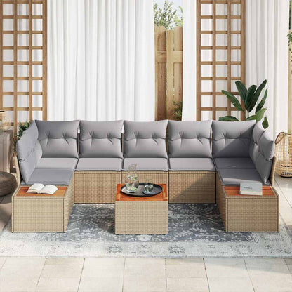 Set Divano da Giardino 8 pz Beige Poly Rattan | homemem39