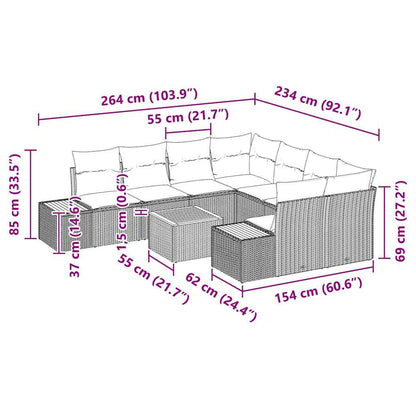 Set Divano da Giardino con cuscino 9 pcs Beige Poly Rattan | homemem39