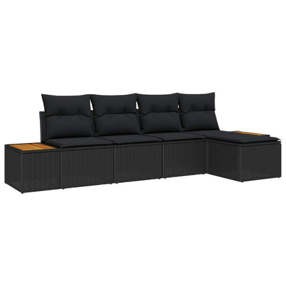Set Divano da Giardino 5 pz Nero Poly Rattan | homemem39