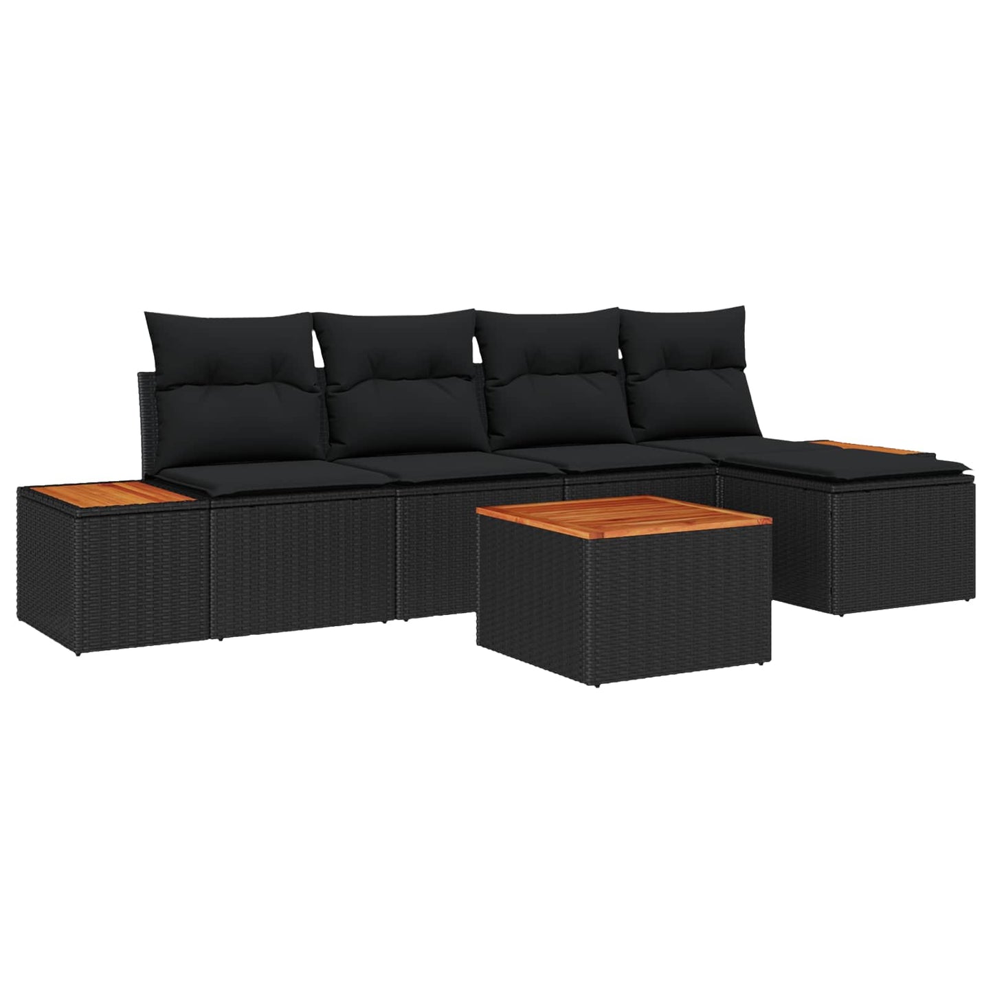 Set Divano da Giardino 6 pz Nero Poly Rattan | homemem39