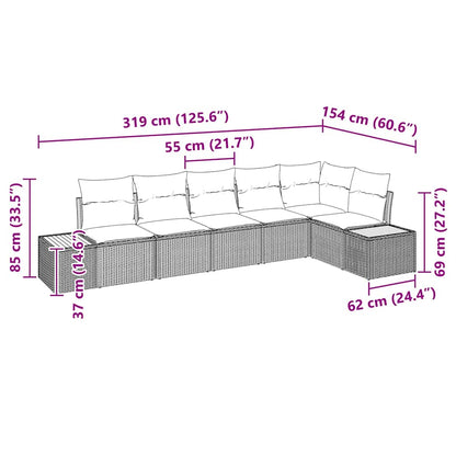 Set Divano da Giardino con cuscino 6 pcs Grigio Poly Rattan | homemem39