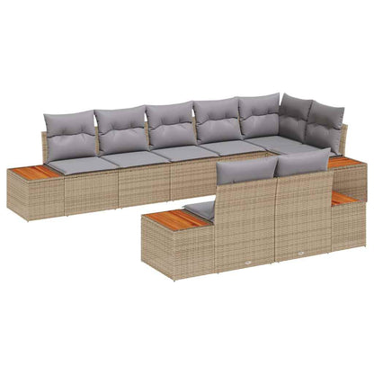 Set Divano da Giardino con cuscino 8 pcs Beige Poly Rattan | homemem39