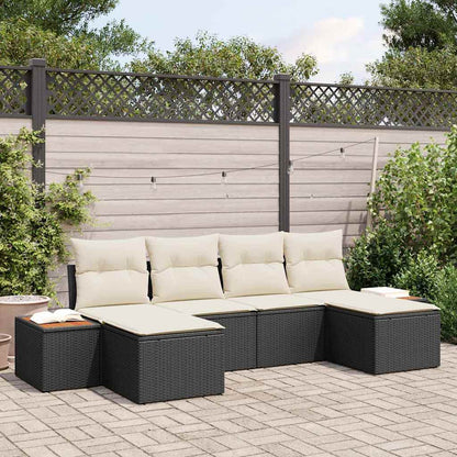 Set Divano da Giardino con cuscino 6 pcs Nero polyrattan