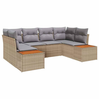 Set Divano da Giardino con cuscino 6 pcs Beige polyrattan
