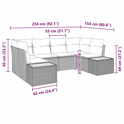 Set Divano da Giardino con cuscino 6 pcs Beige polyrattan