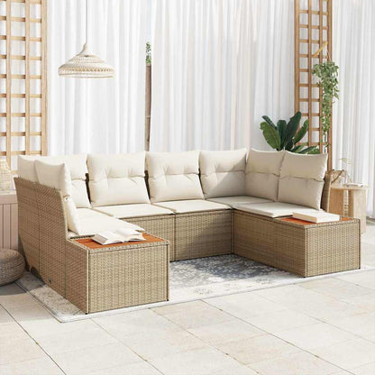Set Divano da Giardino con cuscino 6 pcs Beige polyrattan