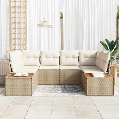 Set Divano da Giardino con cuscino 6 pcs Beige polyrattan