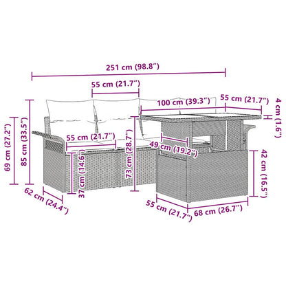 Set Divano da Giardino con cuscino 5 pcs Nero polyrattan | homemem39