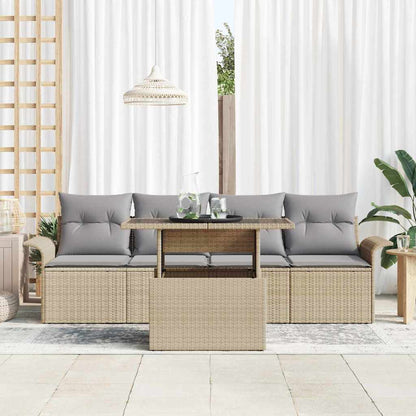 Set Divano da Giardino con cuscino 5 pcs Beige polyrattan | homemem39