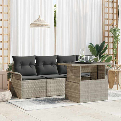 Set Divano da Giardino 5 pcs Grigio chiaro polyrattan