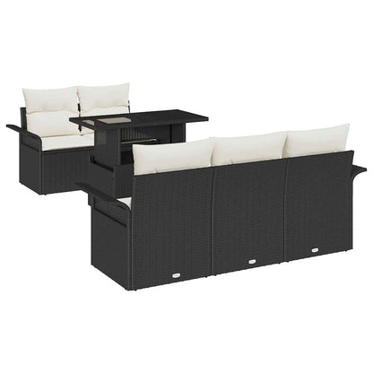 Set Divano da Giardino con cuscino 6 pcs Nero polyrattan | homemem39