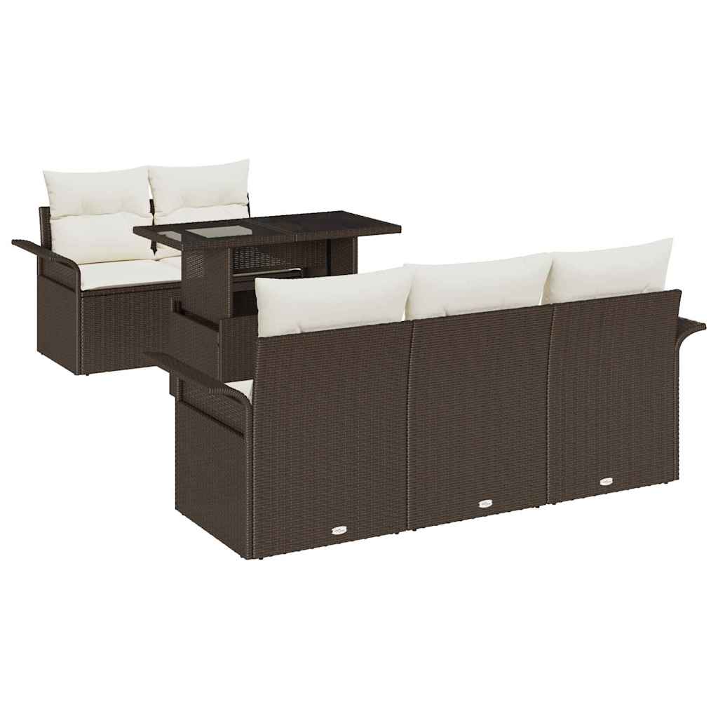 Set Divano da Giardino con cuscino 6 pcs Marrone polyrattan | homemem39