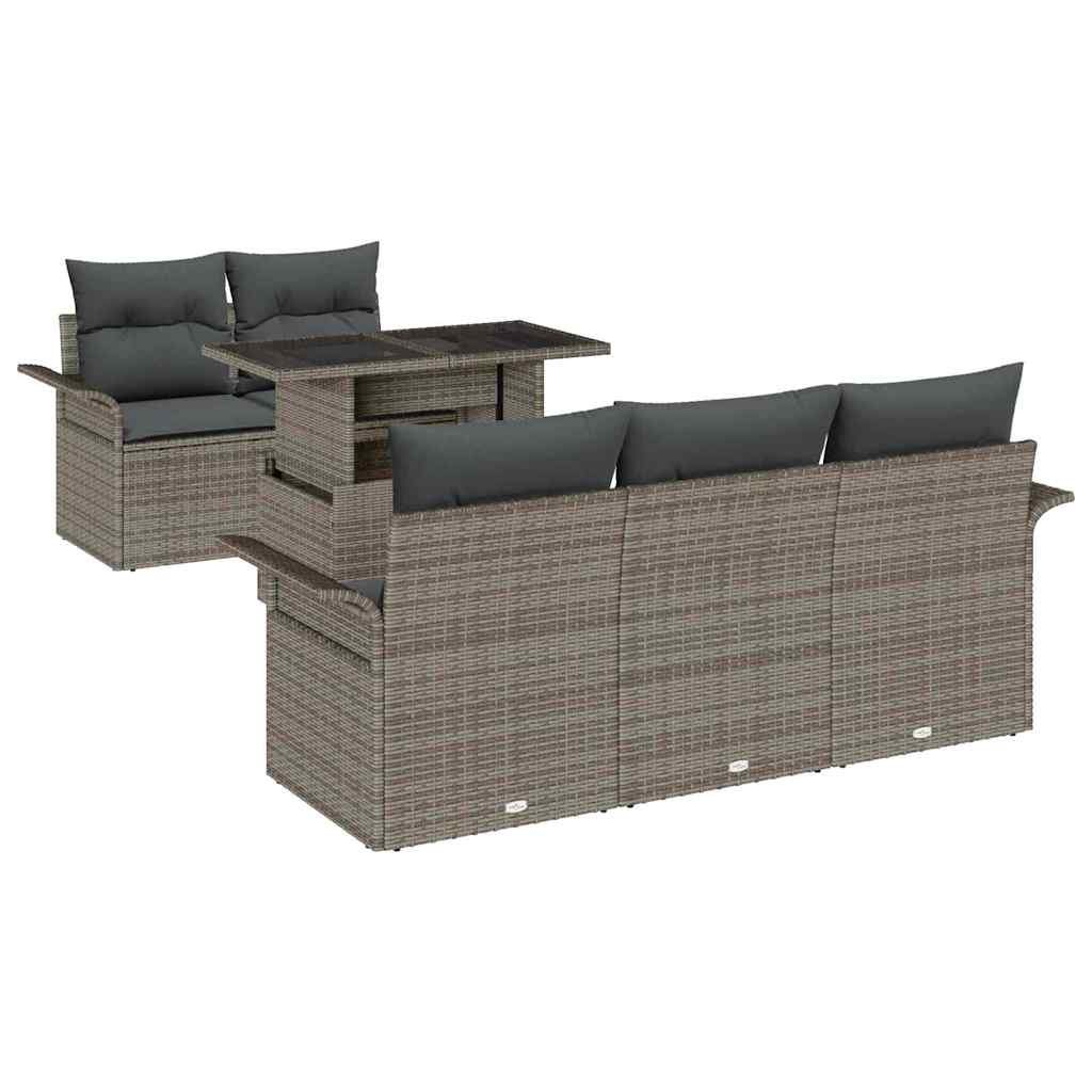 Set Divano da Giardino con cuscino 6 pcs Grigio polyrattan | homemem39