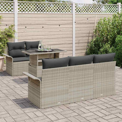 Set Divano da Giardino 6 pcs Grigio chiaro polyrattan | homemem39