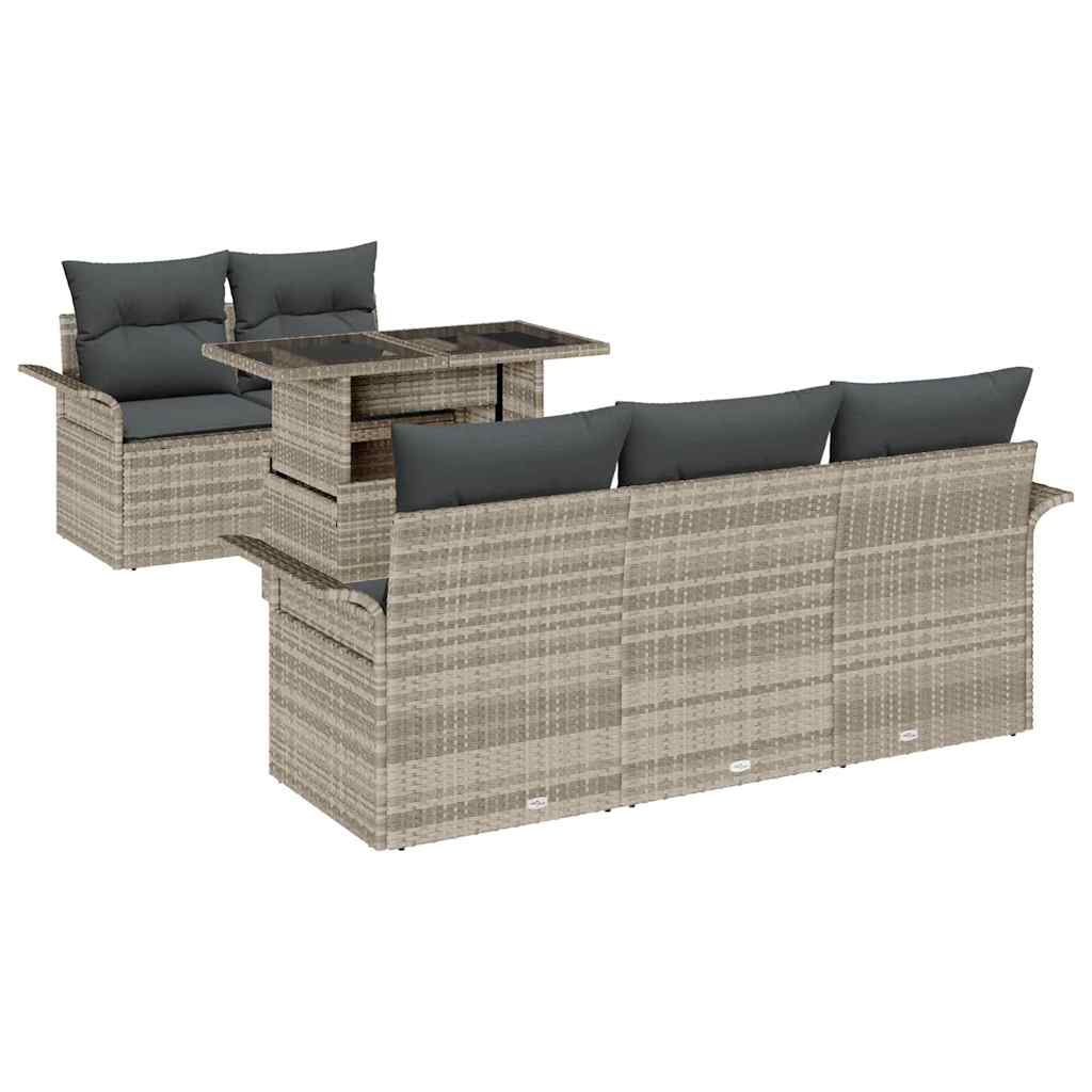 Set Divano da Giardino 6 pcs Grigio chiaro polyrattan | homemem39