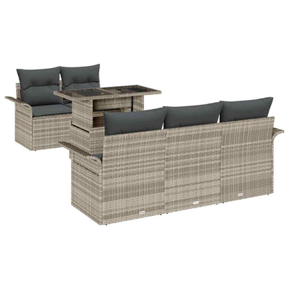 Set Divano da Giardino 6 pcs Grigio chiaro polyrattan | homemem39