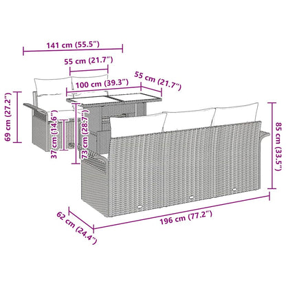 Set Divano da Giardino 6 pcs Grigio chiaro polyrattan | homemem39