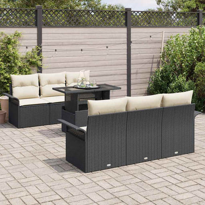 Set Divano da Giardino con cuscino 7 pcs Nero polyrattan | homemem39