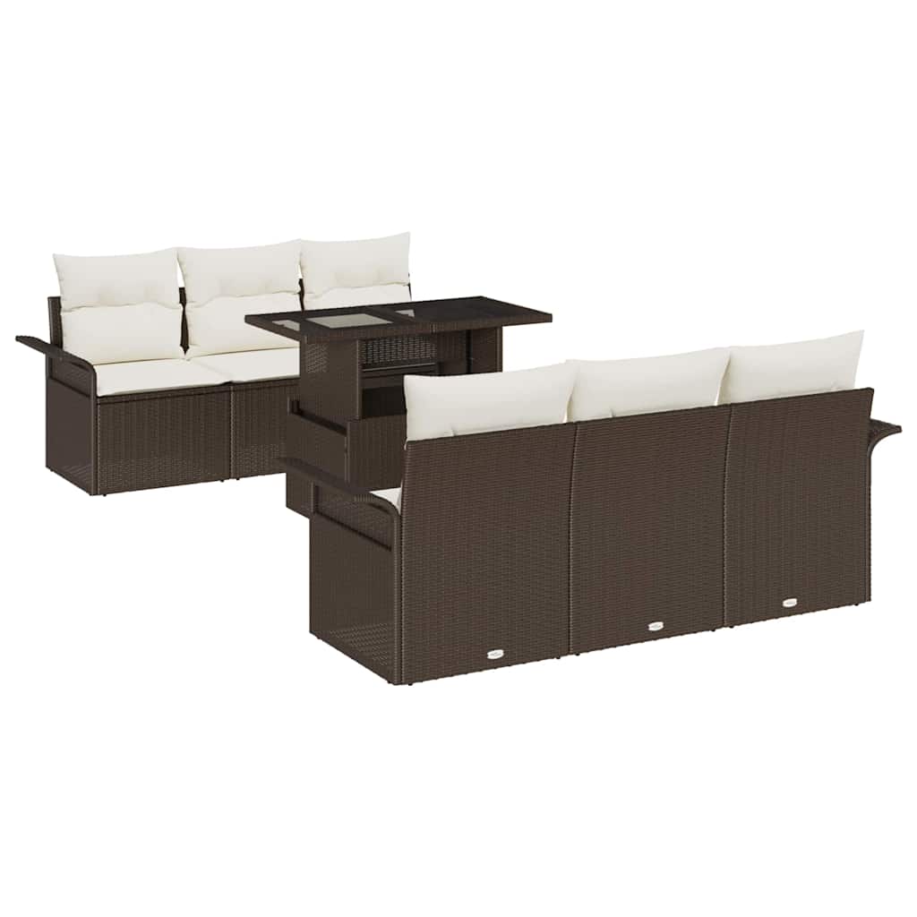 Set Divano da Giardino con cuscino 7 pcs Marrone polyrattan | homemem39