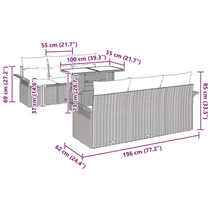 Set Divano da Giardino 7 pcs Grigio chiaro polyrattan | homemem39