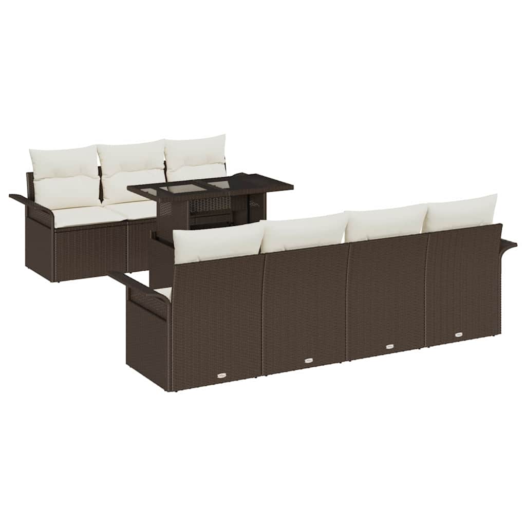 Set Divano da Giardino con cuscino 8 pcs Marrone polyrattan | homemem39