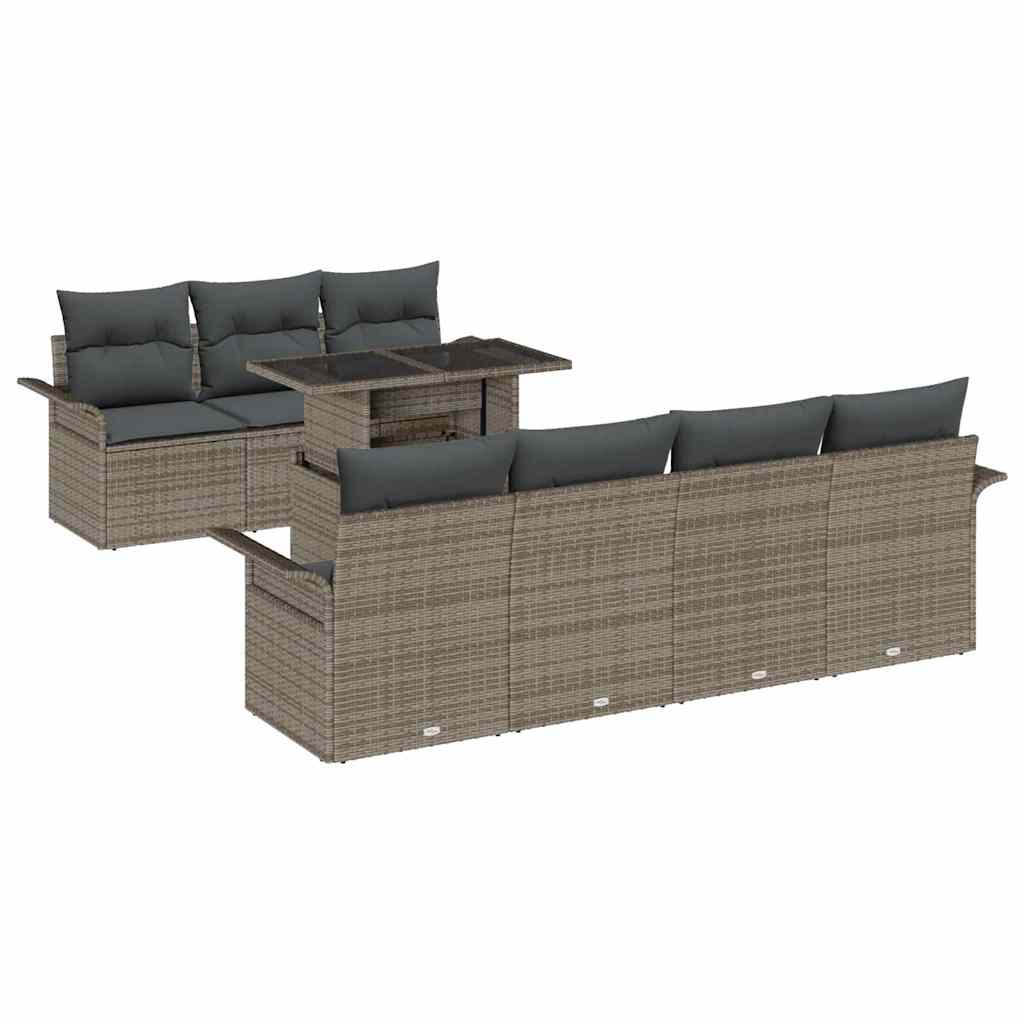 Set Divano da Giardino con cuscino 8 pcs Grigio polyrattan | homemem39