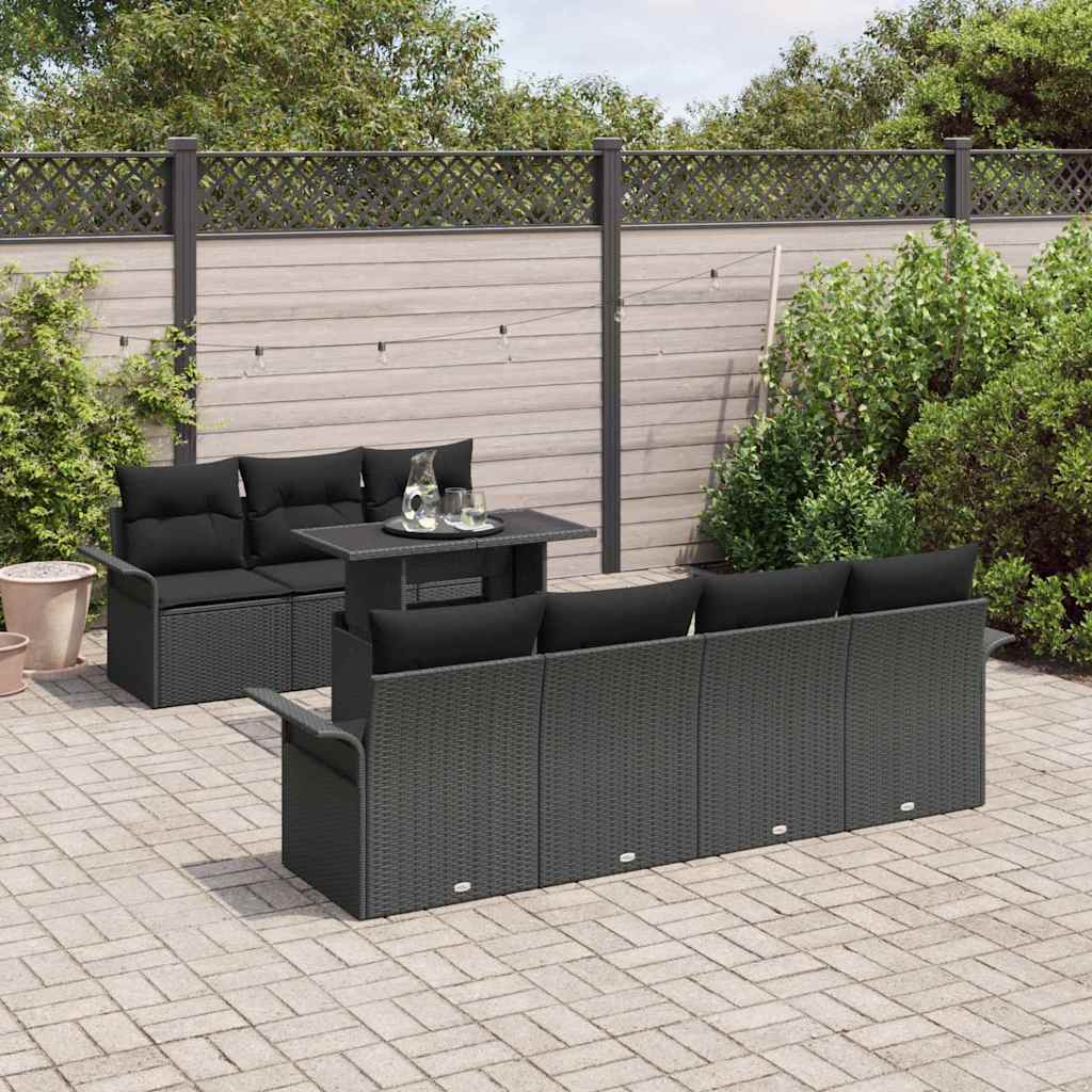 Set Divano da Giardino 8 pz Nero polyrattan | homemem39
