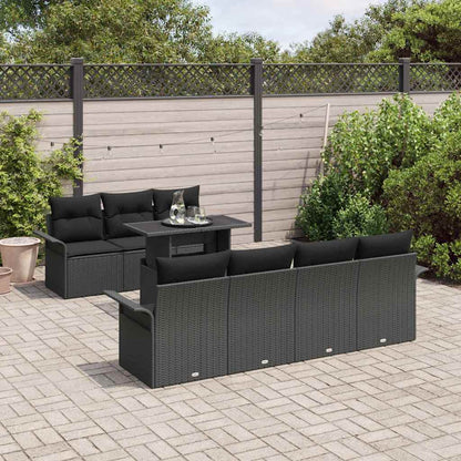 Set Divano da Giardino 8 pz Nero polyrattan | homemem39