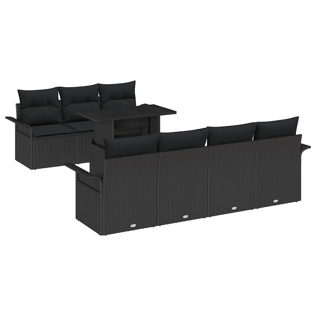 Set Divano da Giardino 8 pz Nero polyrattan | homemem39