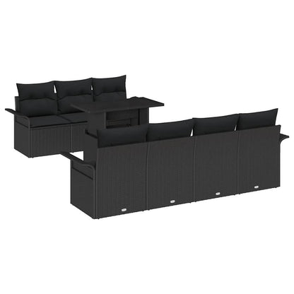 Set Divano da Giardino 8 pz Nero polyrattan | homemem39