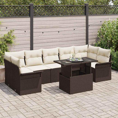 Set Divano da Giardino con cuscino 8 pcs Marrone polyrattan | homemem39