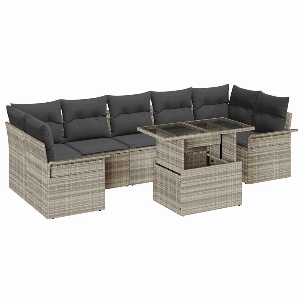 Set Divano da Giardino 8 pcs Grigio chiaro polyrattan | homemem39