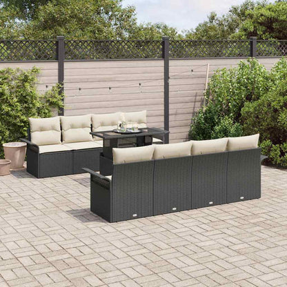 Set Divano da Giardino con cuscino 9 pcs Nero Poly Rattan | homemem39