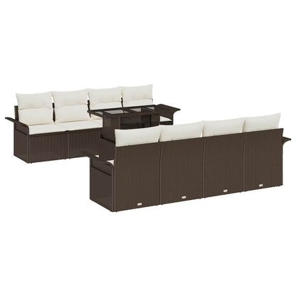 Set Divano da Giardino con cuscino 9 pcs Marrone polyrattan | homemem39