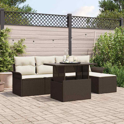 Set Divano da Giardino con cuscino 6 pcs Marrone polyrattan | homemem39
