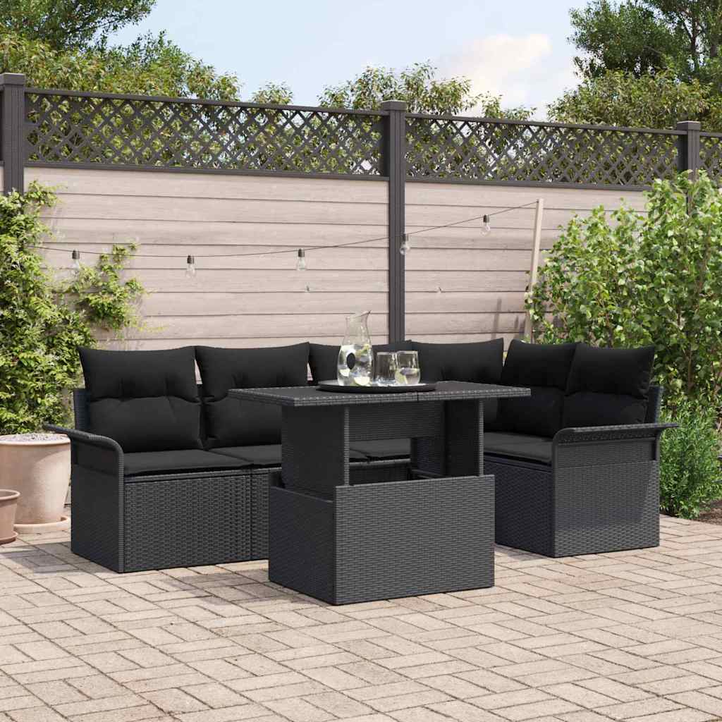 Set Divano da Giardino 6 pz Nero polyrattan | homemem39