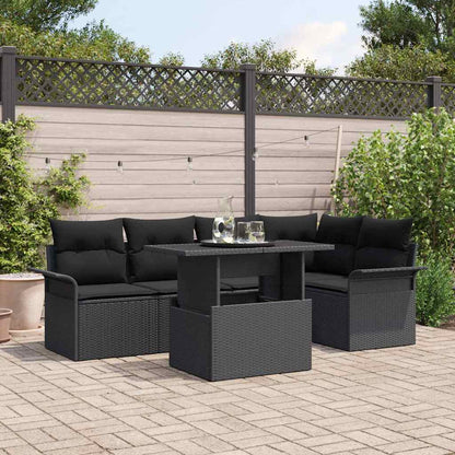 Set Divano da Giardino 6 pz Nero polyrattan | homemem39