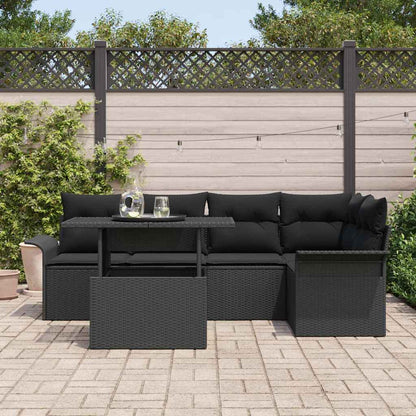 Set Divano da Giardino 6 pz Nero polyrattan