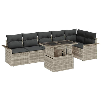 Set Divano da Giardino 7 pcs Grigio chiaro polyrattan | homemem39