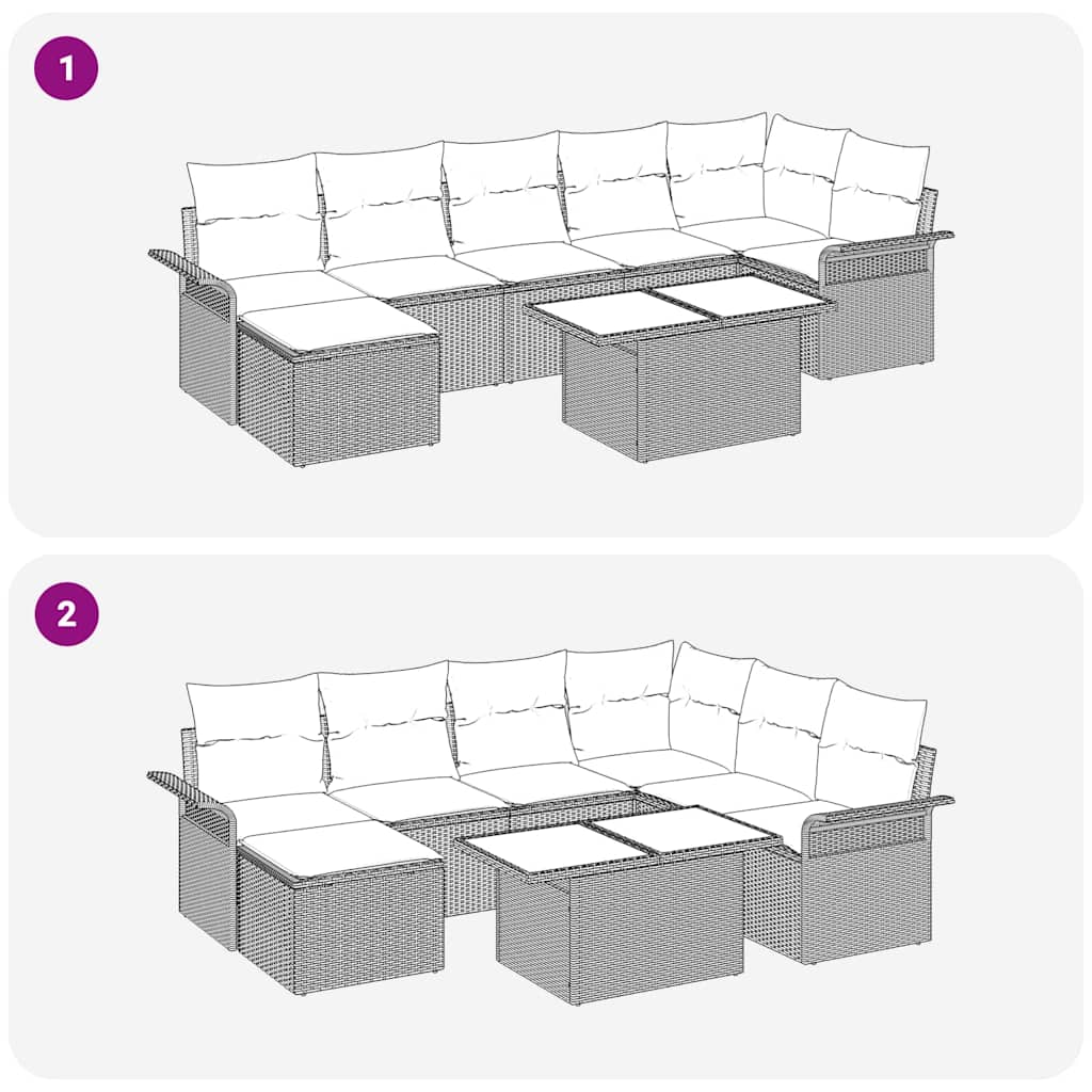 Set Divano da Giardino con cuscino 8 pcs Grigio Poly Rattan | homemem39