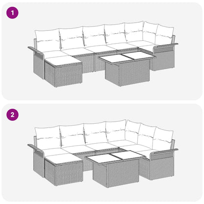 Set Divano da Giardino con cuscino 8 pcs Grigio Poly Rattan | homemem39