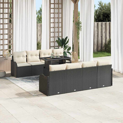 Set Divano da Giardino con cuscino 7 pcs Nero polyrattan | homemem39