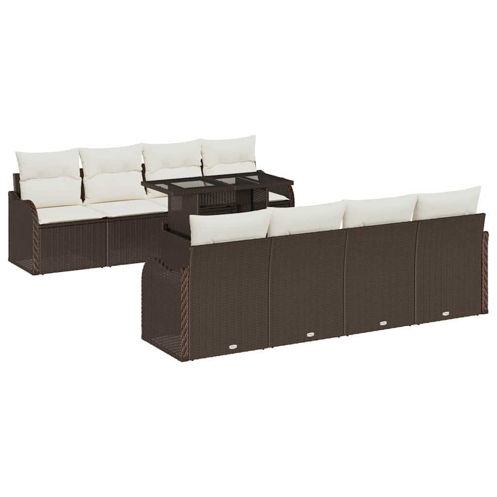 Set Divano da Giardino con cuscino 7 pcs Marrone polyrattan | homemem39