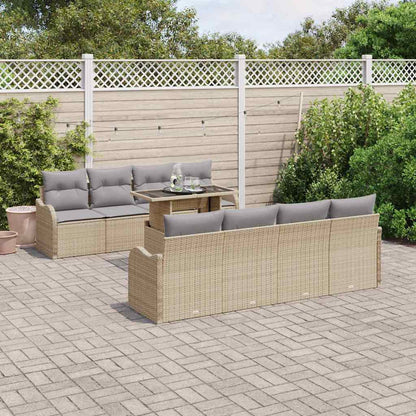 Set Divano da Giardino 7 pcs Beige e grigio polyrattan