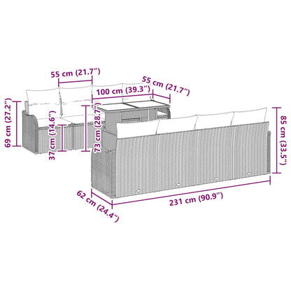 Set Divano da Giardino 7 pcs Beige e grigio polyrattan | homemem39