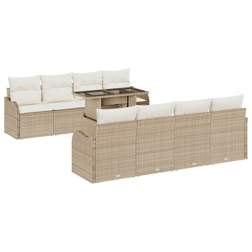 Set Divano da Giardino con cuscino 7 pcs Beige polyrattan | homemem39