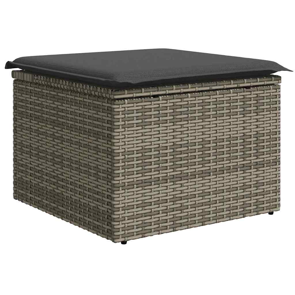 Set da esterno con cuscino 6 pcs Grigio Poly Rattan | homemem39