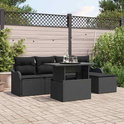Set da esterno 6 pz Nero Poly Rattan | homemem39
