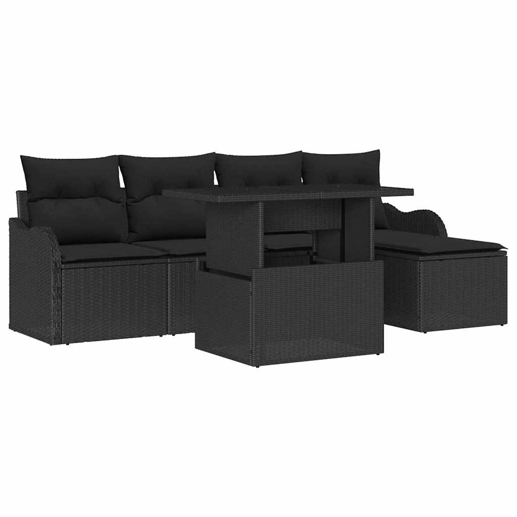 Set da esterno 6 pz Nero Poly Rattan | homemem39